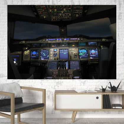 Airbus A380 Cockpit Printed Canvas Posters (1 Piece)