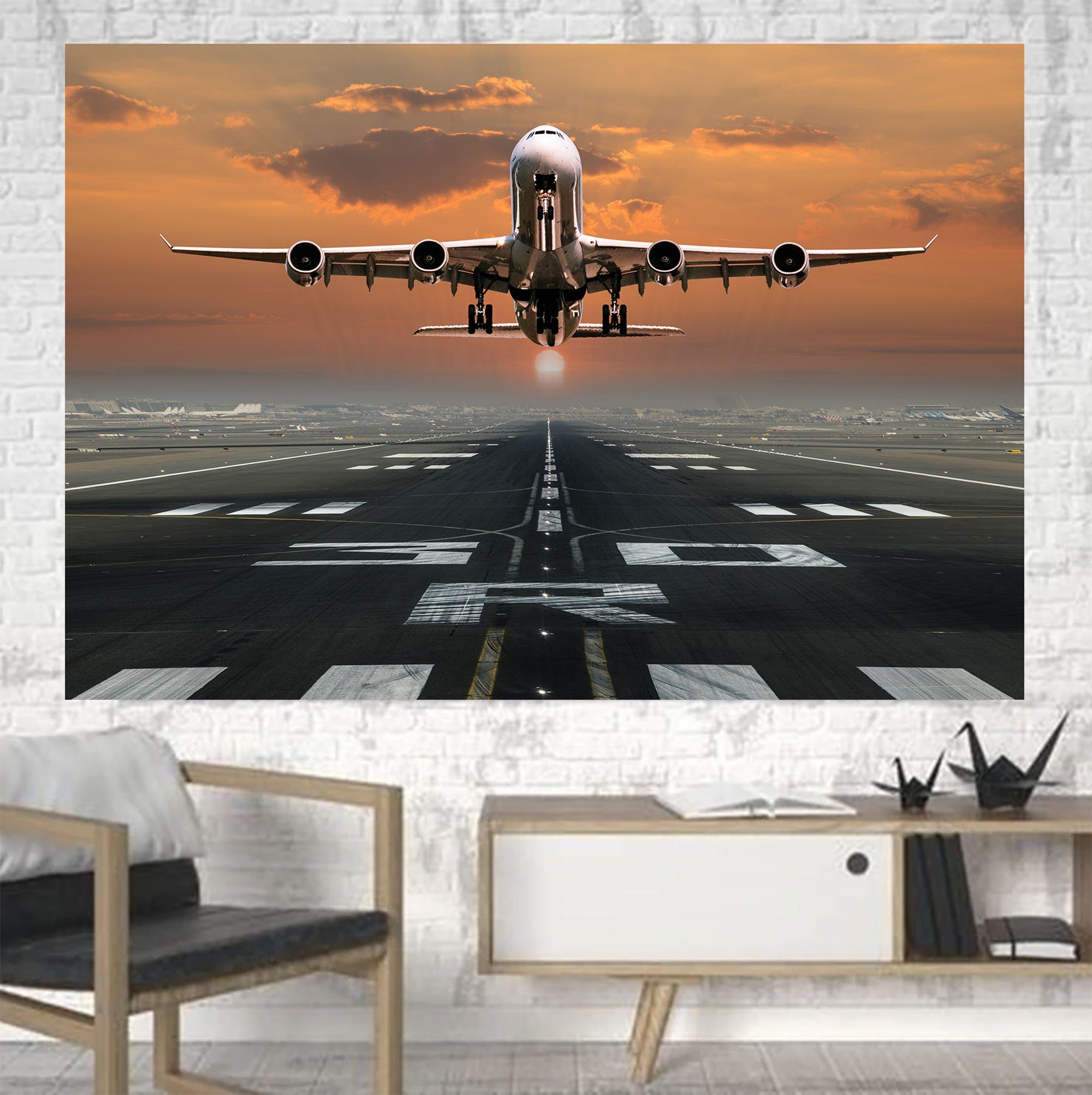 Aircraft Departing from RW30 Printed Canvas Posters (1 Piece)