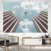 Airplane Flying over Big Buildings Printed Canvas Posters (1 Piece)