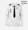 Customizable Pilot Uniform (Badge 3) Designed 3D "Long Sleeve" T-Shirts