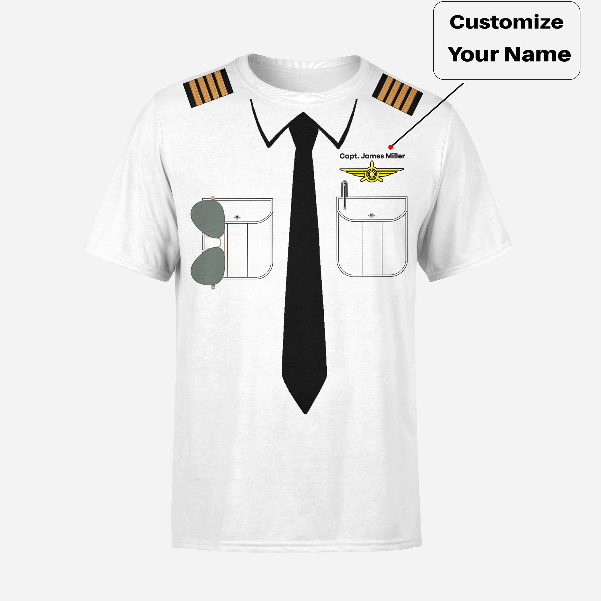 Customizable Pilot Uniform (Badge 3) Designed 3D T-Shirts