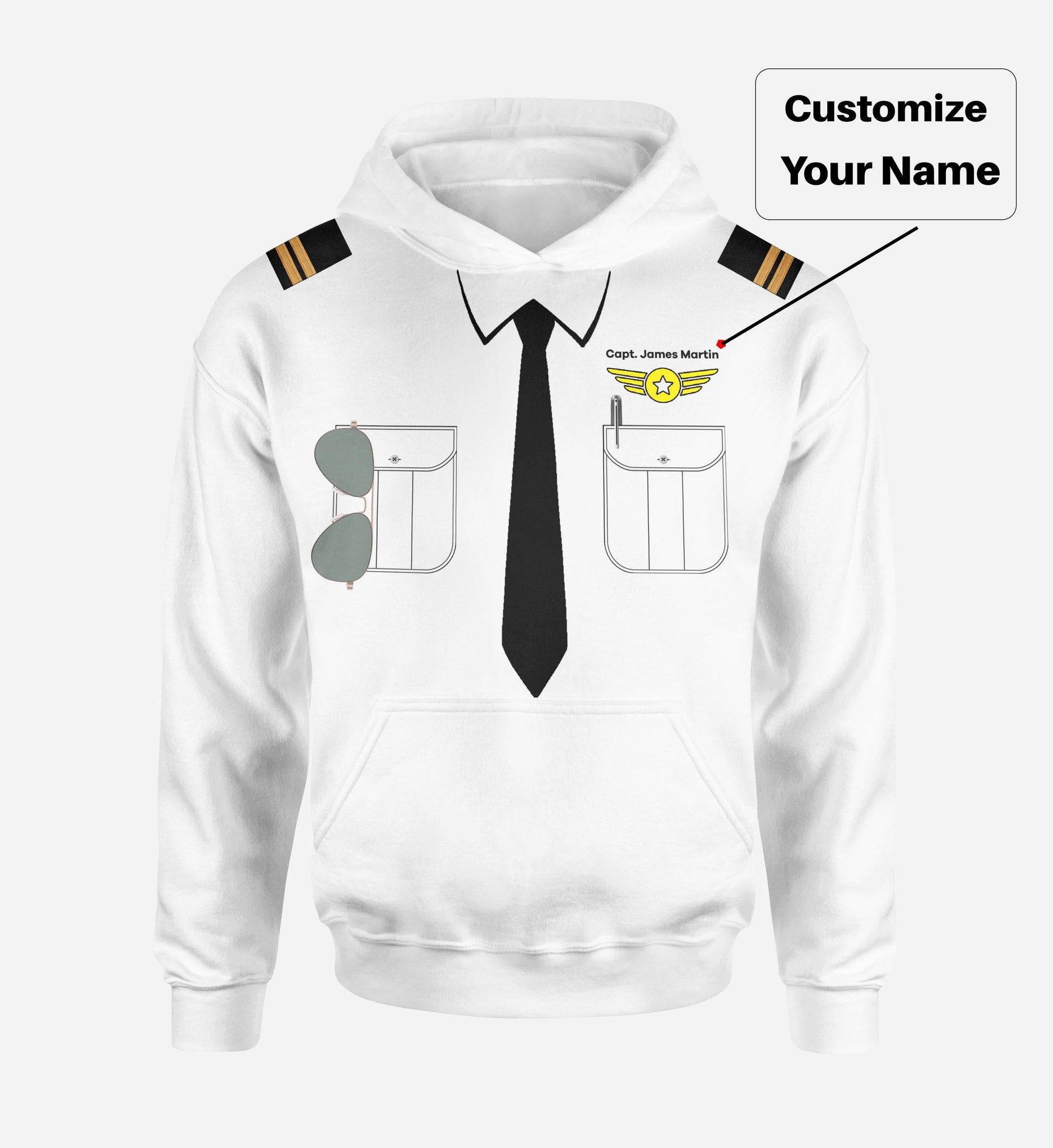 Customizable Pilot Uniform (Badge 4) Designed 3D Hoodies