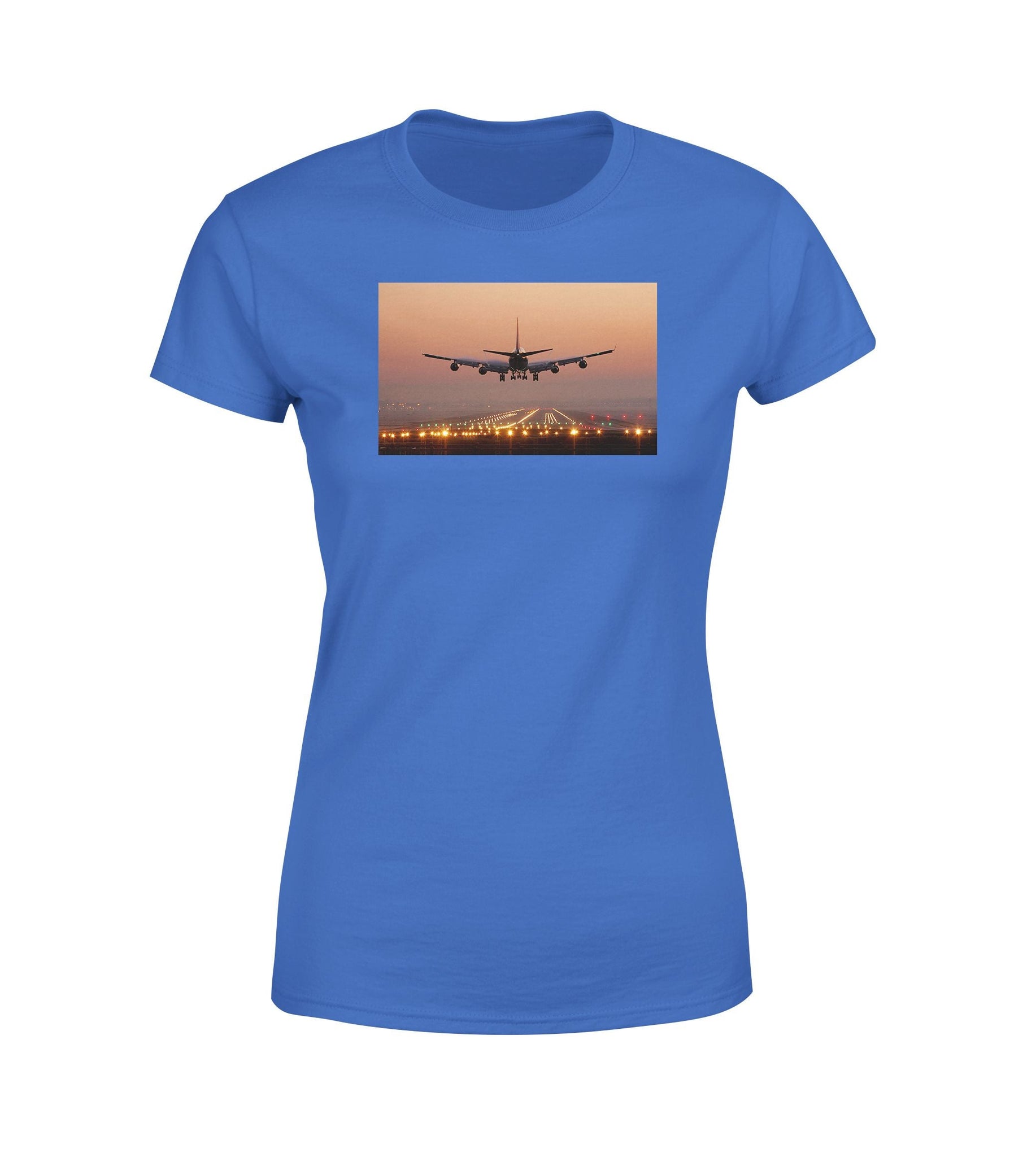 Landing Boeing 747 During Sunset Designed Women T-Shirts
