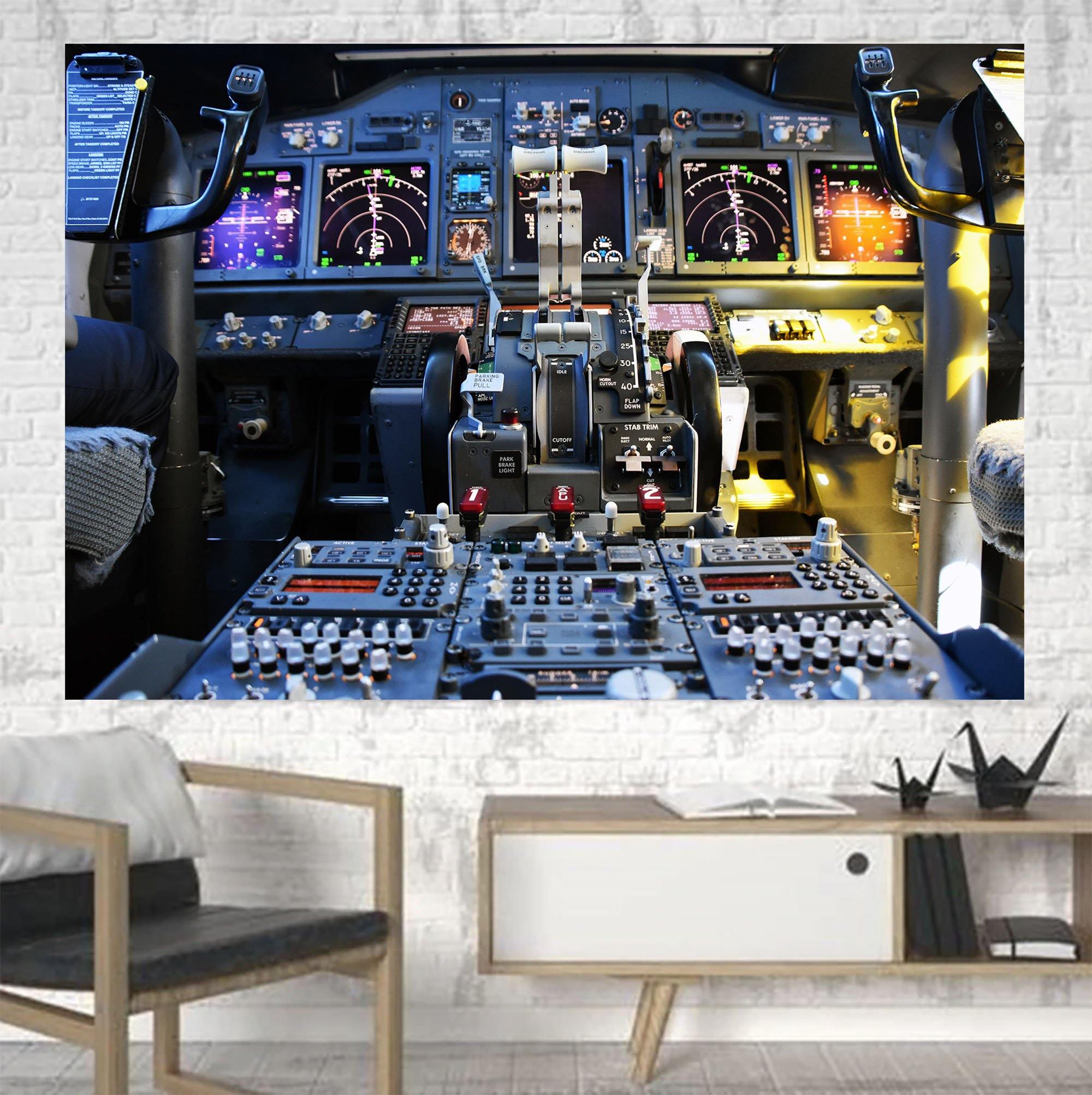 Boeing 737 Cockpit Printed Canvas Posters (1 Piece)