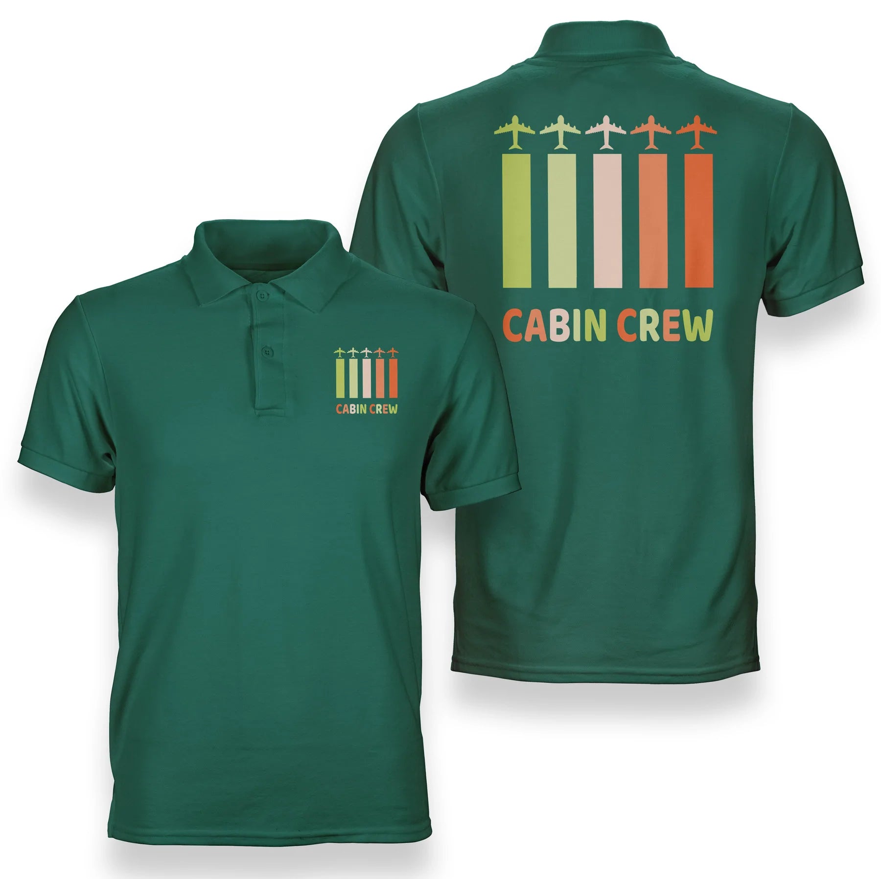 Colourful Cabin Crew Designed Double Side Polo T-Shirts