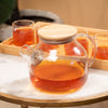 Glass Tea Pot With Wooden Lid - Set of 7