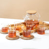 Glass Tea Pot With Wooden Lid - Set of 7