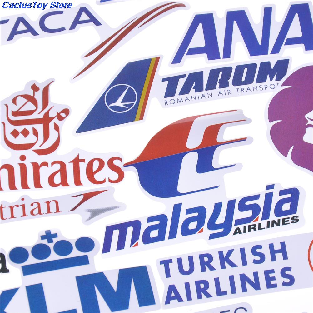 52Pcs Airline Logo High Quality Stickers Aviation Travel Trip For Suitcase Laptop Luggage Car PVC Waterproof Sticker
