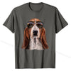 Basset Hound Dog Wearing Swag Aviator Sunglass, T-Shirt Cotton Personalized Tees Prevailing Men T Shirts Printed On