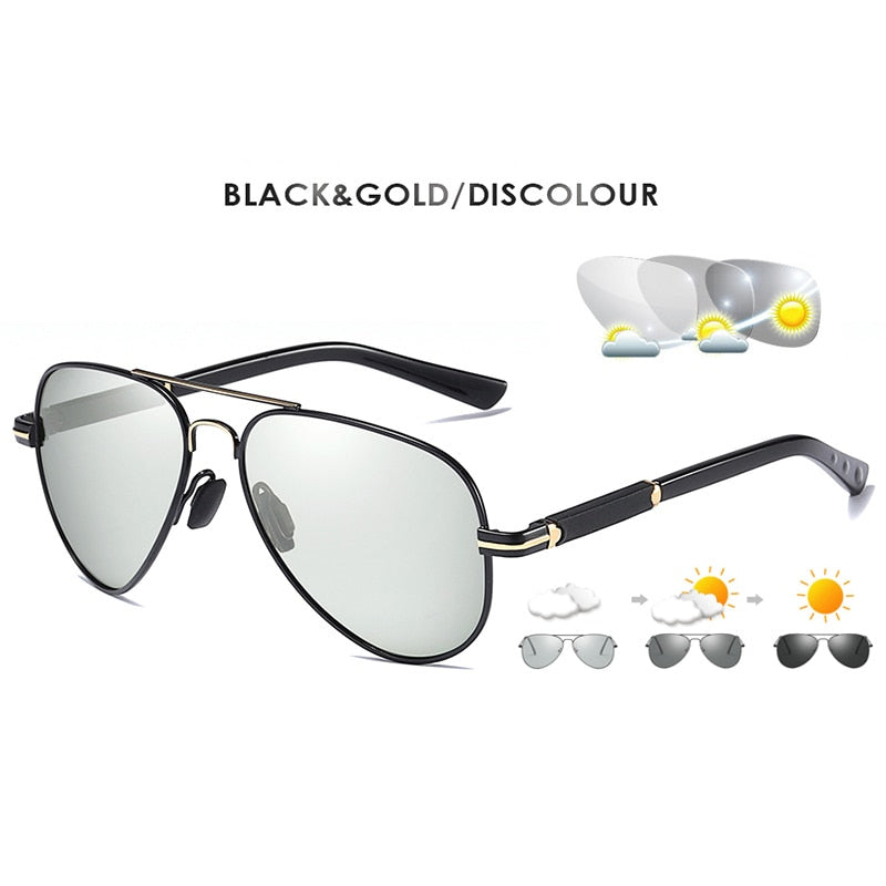 Mens Polarized Aviation Alloy Frame Photochromic Sunglasses Men Brand Design Pilot Male UV400 Sun Glasses Safety Goggles Driving