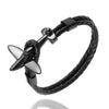 MKENDN Stainless Steel 18k Plated Aviation Airplane Anchor Bracelets Men Women Retro Leather Bracelet Air Force Style Jewelry