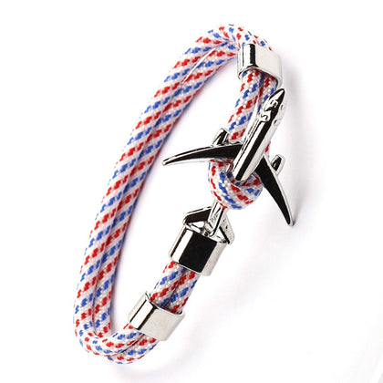Airport Fashion Male Female Plane-Anchor Bracelets Charm Rope Chain Paracord Aviation Life Jewelry Pulseras Hombres