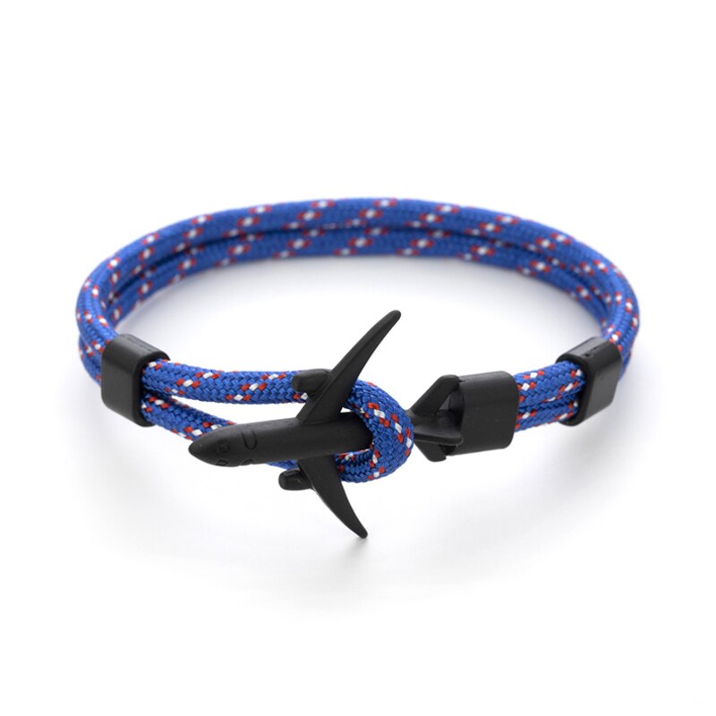 Man Bracelet Boeing Airplane Anchor Bangle Men Nylon Rope Chain Charm Bracelets for Women Survival Aviation Style Sport Bracelet