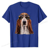 Basset Hound Dog Wearing Swag Aviator Sunglass, T-Shirt Cotton Personalized Tees Prevailing Men T Shirts Printed On