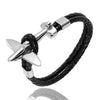 MKENDN Stainless Steel 18k Plated Aviation Airplane Anchor Bracelets Men Women Retro Leather Bracelet Air Force Style Jewelry