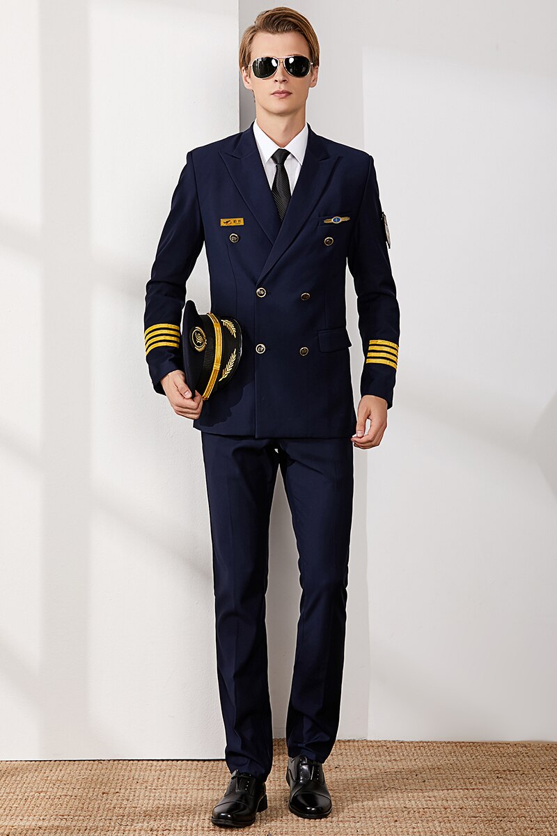 Aviation Uniforms for Men Captain Suit Pilot Aviator Workwear Security Overalls Concierge Costume Flight Attendant Uniform