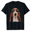 Basset Hound Dog Wearing Swag Aviator Sunglass, T-Shirt Cotton Personalized Tees Prevailing Men T Shirts Printed On