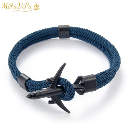 MiFaViPa Paracord Pulseras Chain Plane Bracelets Airplane Aviation Life Jewelry Sport Hook Men Charm Mens Style Fashion Bracelet