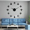 Flying Plane Fighter Jet Large Wall Clock DIY 3D Acrylic Mirror Effect Sticker Airplane Silent Watch Aviator Home Decor