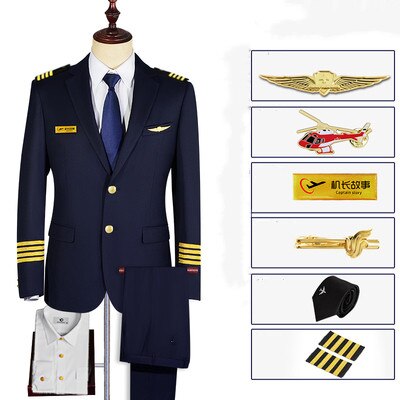 Aviation Captain Uniform Male Pilots Professional Suit Men Business Casual Offical Costume Suit Security Guard Classic Blazer