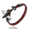 MKENDN Stainless Steel 18k Plated Aviation Airplane Anchor Bracelets Men Women Retro Leather Bracelet Air Force Style Jewelry