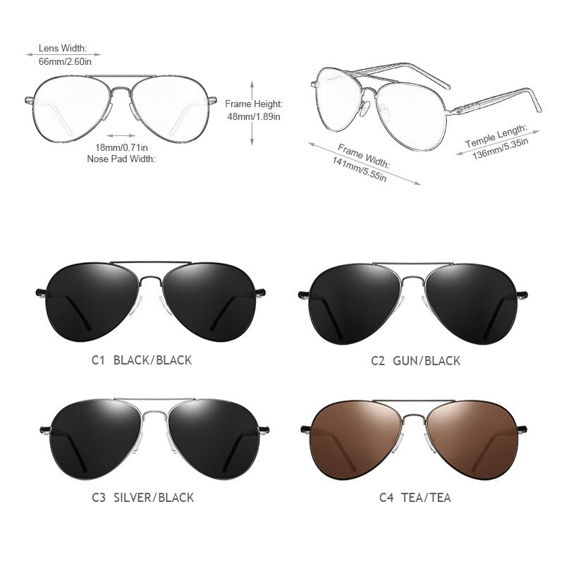 FUQIAN Fashion Pilot Men Polarized Sunglasses Oversized Metal Aviation Male Sun Glasses Classic Black Driving Shades UV400