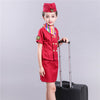 Aviation Uniforms Cosplay Halloween Costumes for Kids Pilot Flight Attendant Aircraft Boys Girls Carnival Role Play Clothing