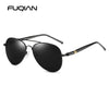 FUQIAN Fashion Pilot Men Polarized Sunglasses Oversized Metal Aviation Male Sun Glasses Classic Black Driving Shades UV400