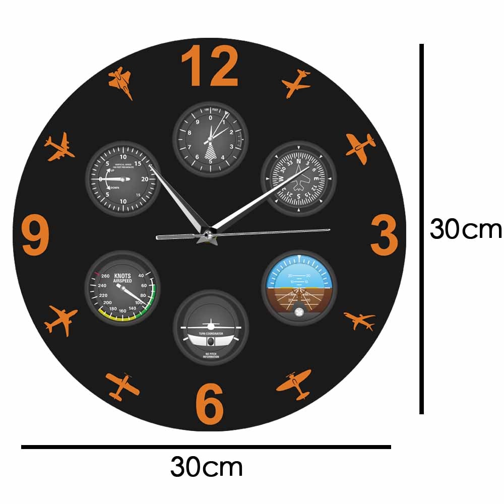 Aviation Aviator Modern Design Printed Wall Clock Flight Instrument with Military Aircrafts Silent Timepiece Pilot Watch