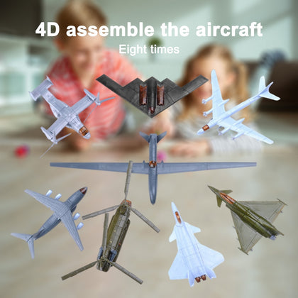 8PCS Assembly 4D Helicopter Aircraft Puzzle Aviation Model Building Kit Toys Construction Toy Collection Ornament Souvenir