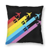 Rainbow Airplanes Chemtrails Cushion Cover 45x45 Home Decorative Print Aviation Fighter Pilot Throw Pillow Case for Living Room