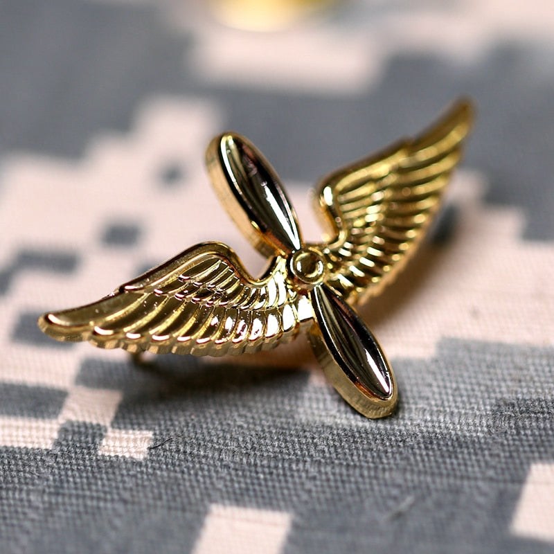 US Army Aviation Flying Force Collar Flower Wings Military Metal Badge Film Props Pilot Uniform Medal Lapel Brooch Pin