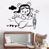 Removable Vinyl Wall Decal Little Teddy Bear Aviator Plane Wall Stickers For Children&#39;s Room Waterproof Art Stickers Mural