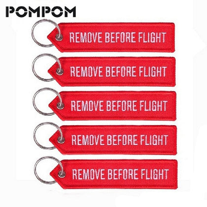 POMPOM 5pcs/lot Remove Before Flight Keychains for Aviation Gifts OEM Key Chains Embroidery Chain Keyring Key Chaveiro Jewelry