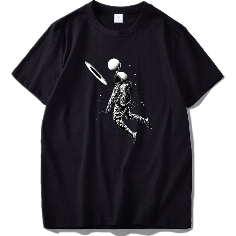 Astronaut T shirt Space Swing Under Moon Digital Print T-shirt Short Sleeve EU Size 100% Cotton Funny Aviation Tshirt