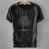 Designer Embroidery Black T Shirts Men Linen Round Neck Embroidered Flax Short Sleeve Casual T-Shirt For Men Tops Camiseta