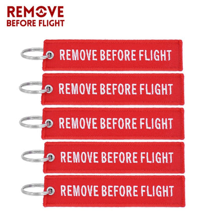 Remove Before Flight Key Chain Embroidery Keychain for Aviation Gifts Red Key Fob Motorcycle Car Key Ring Chaveiro 5PCS/LOT