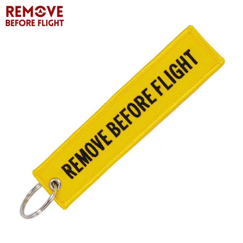Remove Before Flight Key Chain Chaveiro Red Embroidery Keychain Ring for Aviation Gifts OEM Key Ring Jewelry Luggage Tag Key Fob