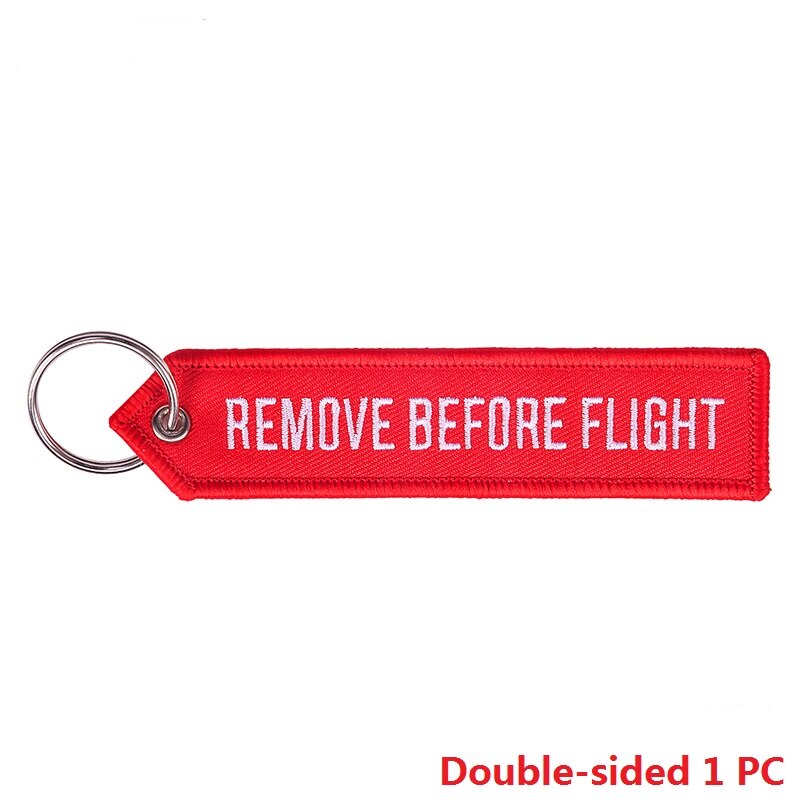 Remove Before Flight Key Chain Chaveiro Red Embroidery Keychain Ring for Aviation Gifts OEM Key Ring Jewelry Luggage Tag Key Fob