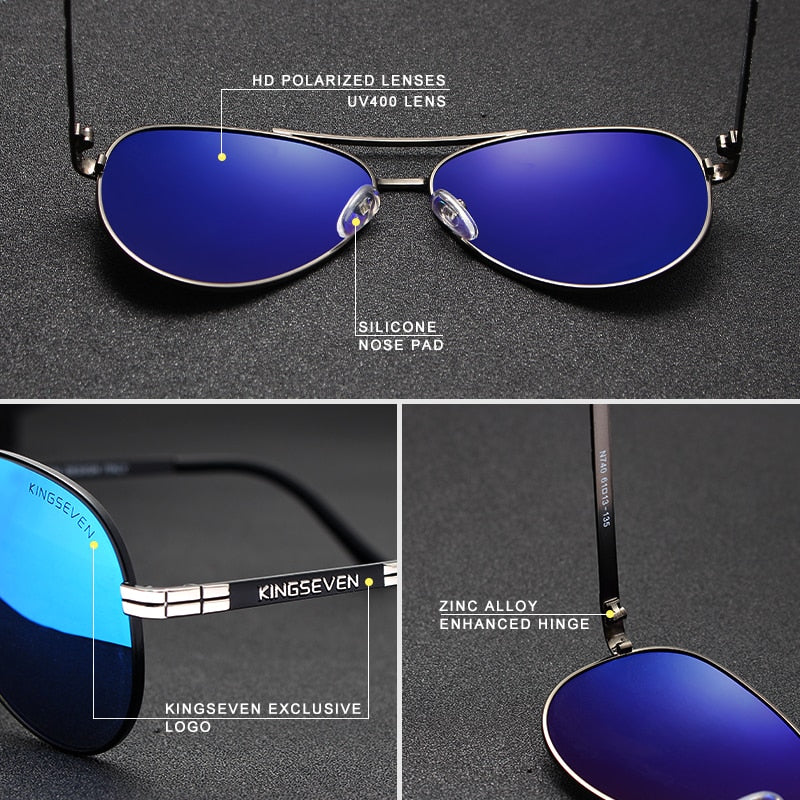 KINGSEVEN 2019 New Design Aviation Alloy Frame HD Polarized Sunglasses For Men UV400 Protection