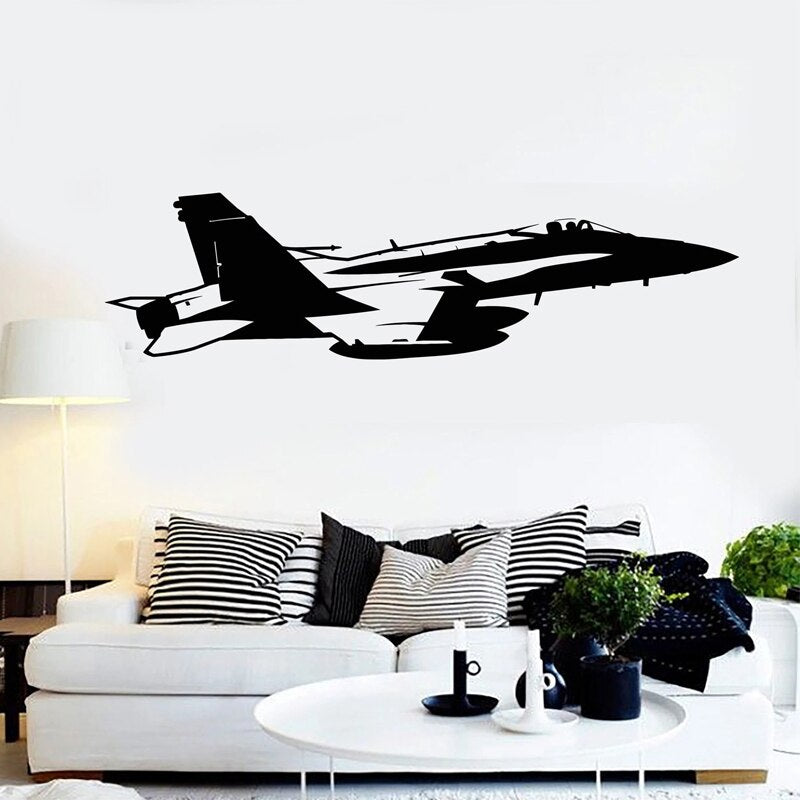 Aviation Plane Jet Aircraft Vinyl Decal Wall Sticker Fighter Boys Bedroom Decoration Air Force Kids Room Decor Mural