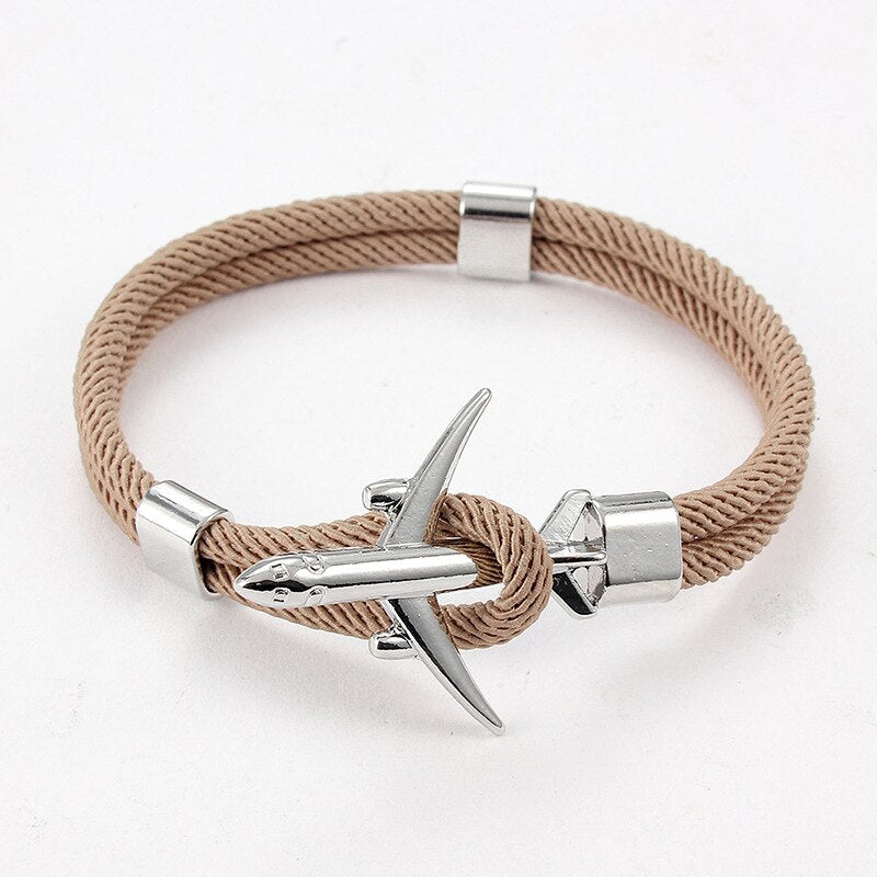 Paracord Pulseras Chain Anchor-Bracelets Airplane Aviation Life Jewelry Sport Hook Men Charm Air Force Style Fashion Bracelet