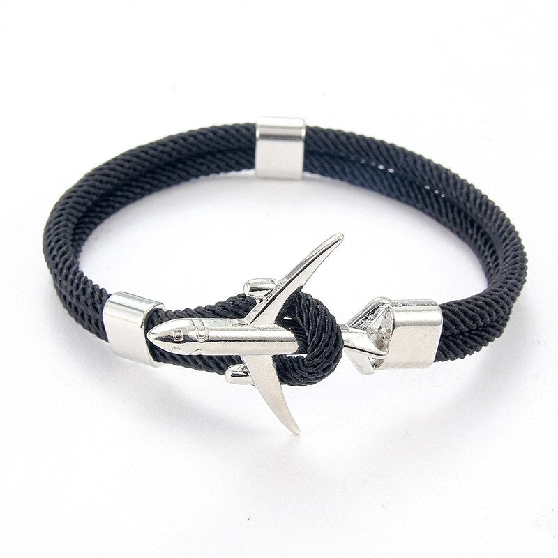 Paracord Pulseras Chain Anchor-Bracelets Airplane Aviation Life Jewelry Sport Hook Men Charm Air Force Style Fashion Bracelet