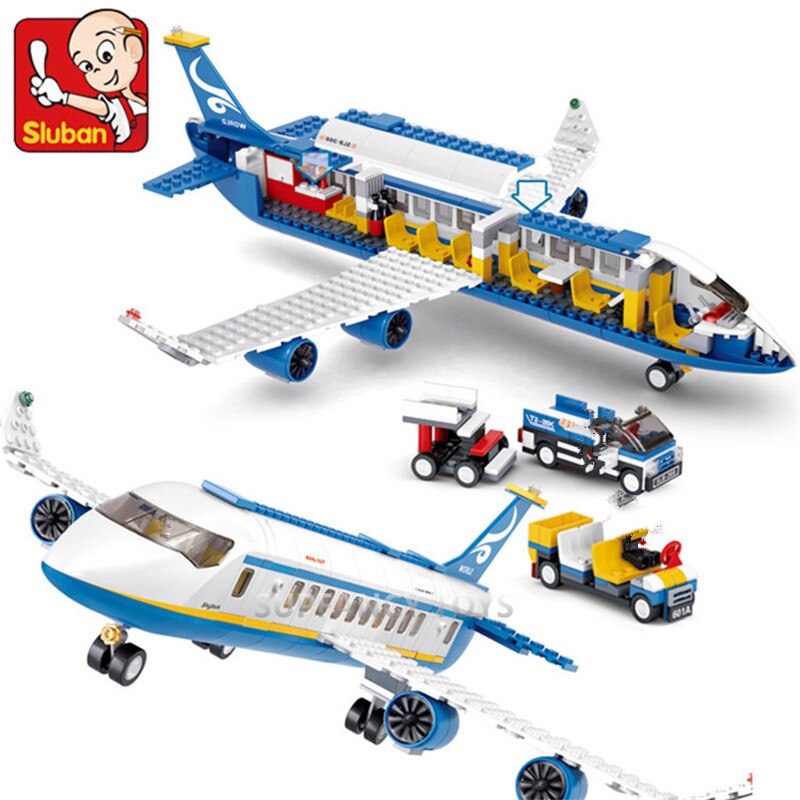 Modern Plane Bus Aircraft Building Blocks Airplane City Aviation Airport Bricks 3D Model DIY Puzzle Toys For Children Kids Gifts