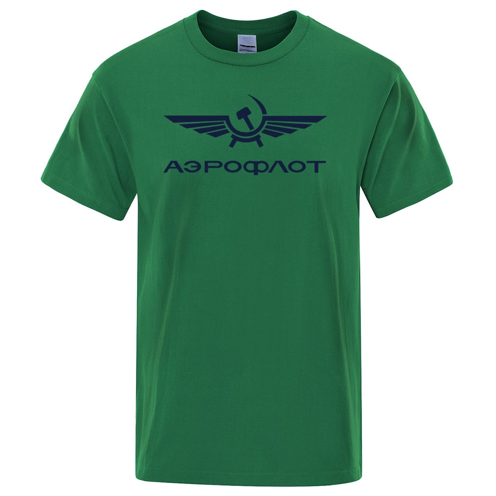 Aeroflot Aviation Russe Pilote Aerospace Aviateur T-Shirt Summer Brand Short Sleeve Fashion Tops O-Neck Stylish Mens T shirt