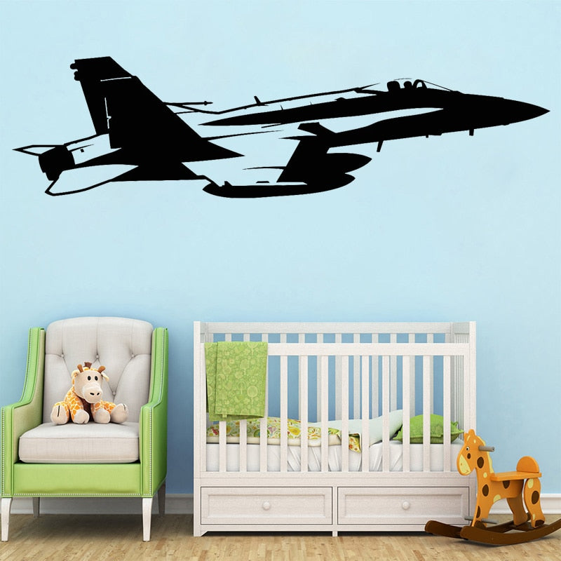 Aviation Plane Jet Aircraft Vinyl Decal Wall Sticker Fighter Boys Bedroom Decoration Air Force Kids Room Decor Mural
