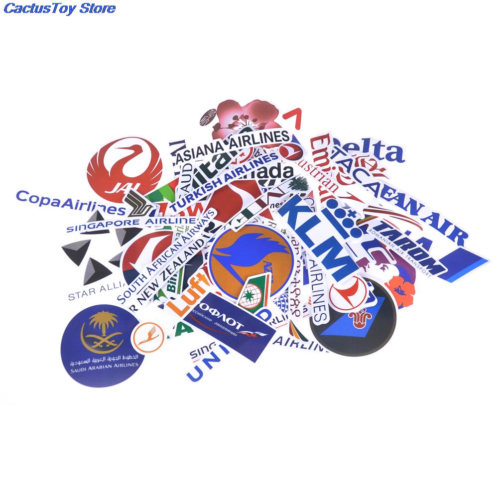 52Pcs Airline Logo High Quality Stickers Aviation Travel Trip For Suitcase Laptop Luggage Car PVC Waterproof Sticker