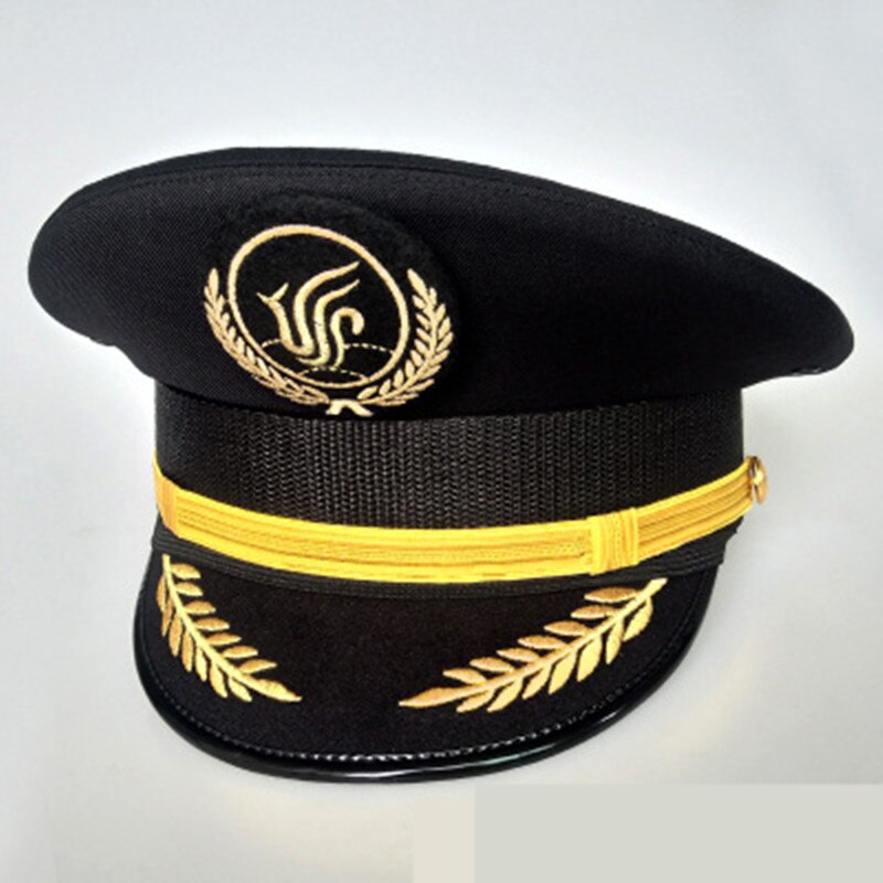 Unisex Flight Airline Captain Uniform Eaves Pilot Hat Civil Aviation Cap Aviator Security Staff Professional Cosplay