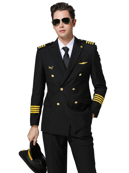 High Quality Aviation Captain Uniform Autumn Suit New Arrival Men's Pilot Slim Suit Male Business Casual Uniform Suits