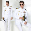 Aviation Pilots Classic White Shirt Navy Shirt Suit Male Officer Dress Ship Captain Sailor Costume Colonel Suits Uniform